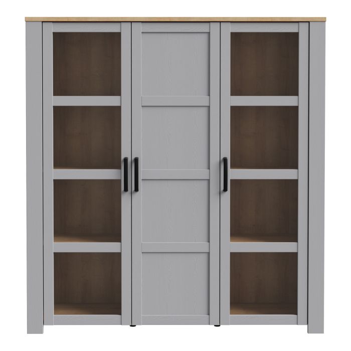Display Cabinet - BOHOL Cabinet 4x LED Lights Riviera Oak and Grey Oak 151.1cm