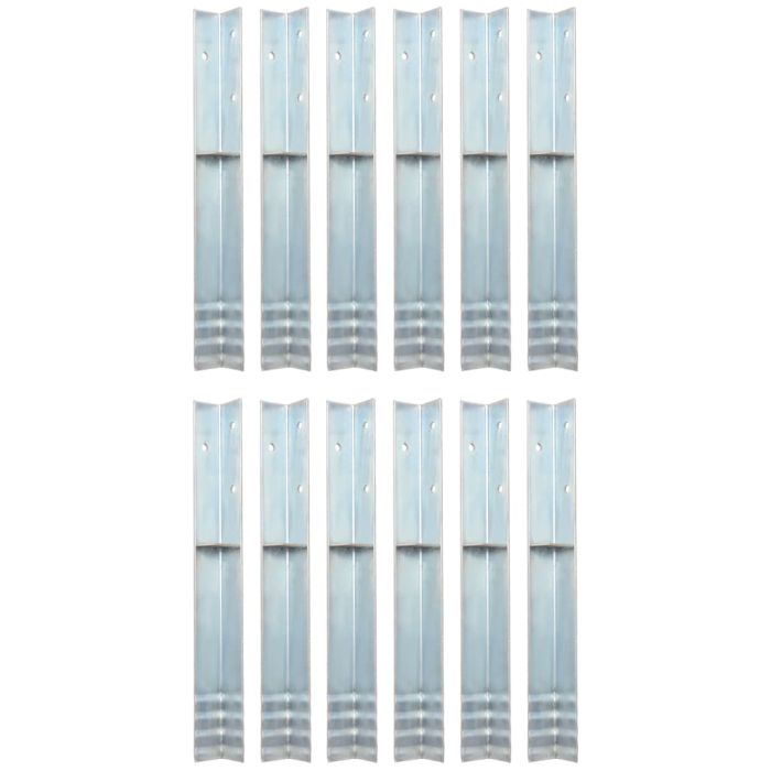 L-shaped Ground Anchors 12 pcs Galvanised Steel 5x5x50 cm
