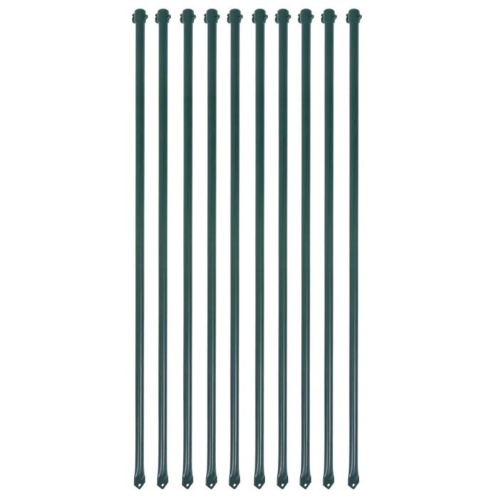 Garden Posts 10 pcs 1 m Metal Green