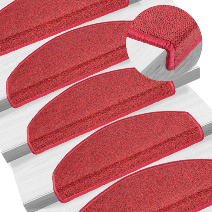 Carpet Stair Treads 15 pcs Bordeaux Red 65x24x4 cm