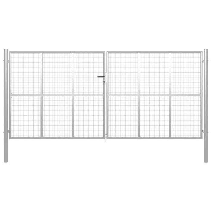 Garden Gate Galvanised Steel 415x225 cm Silver