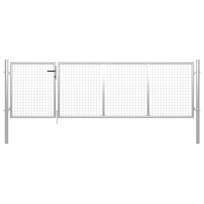 Garden Gate Steel 350x75 cm Silver