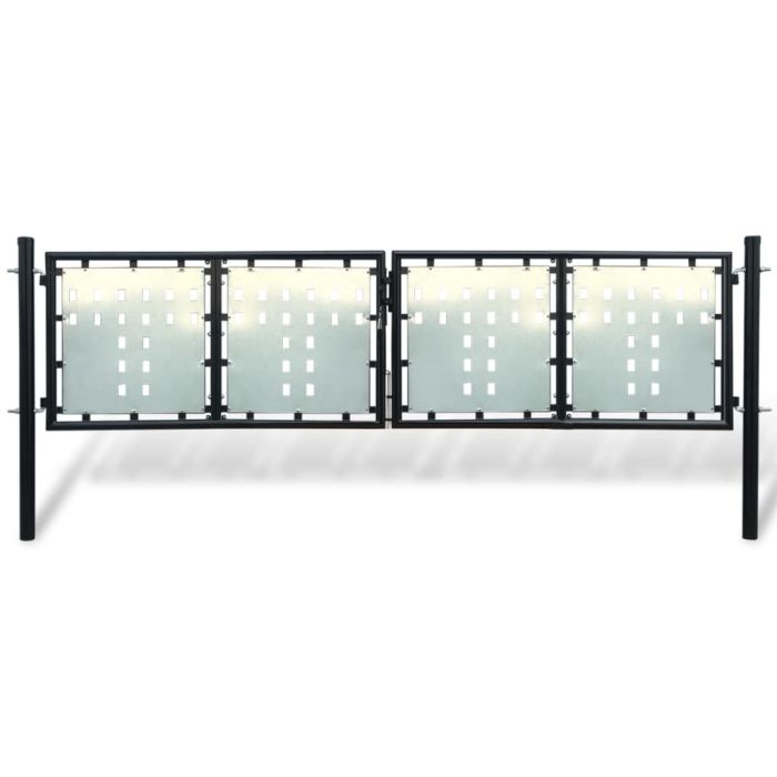 Black Double Door Fence Gate 300 x 125 cm