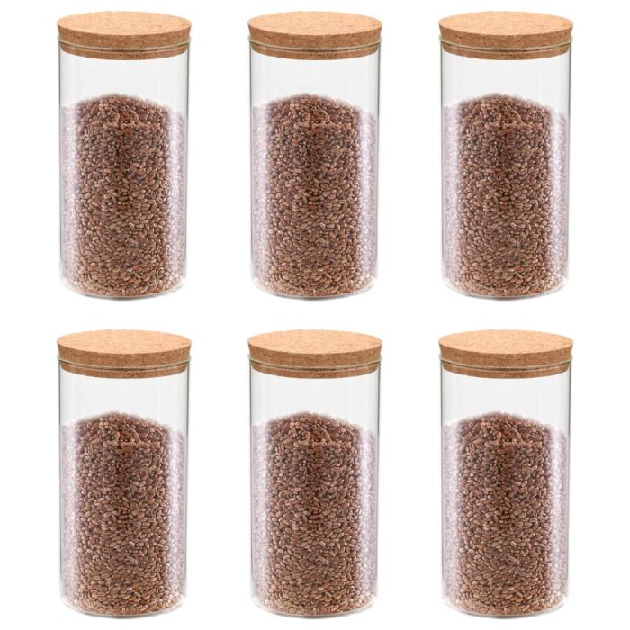 Storage Glass Jars with Cork Lid 6 pcs 1400 ml
