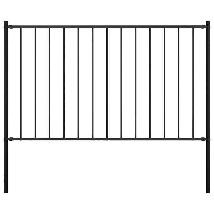 Fence Panel with Posts Powder-coated Steel 1.7x1.25 m Black