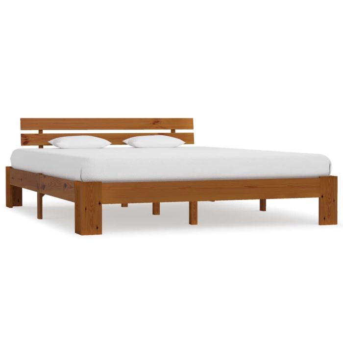 Bed Frame Honey Brown Solid Pine Wood 180x200 cm Super King