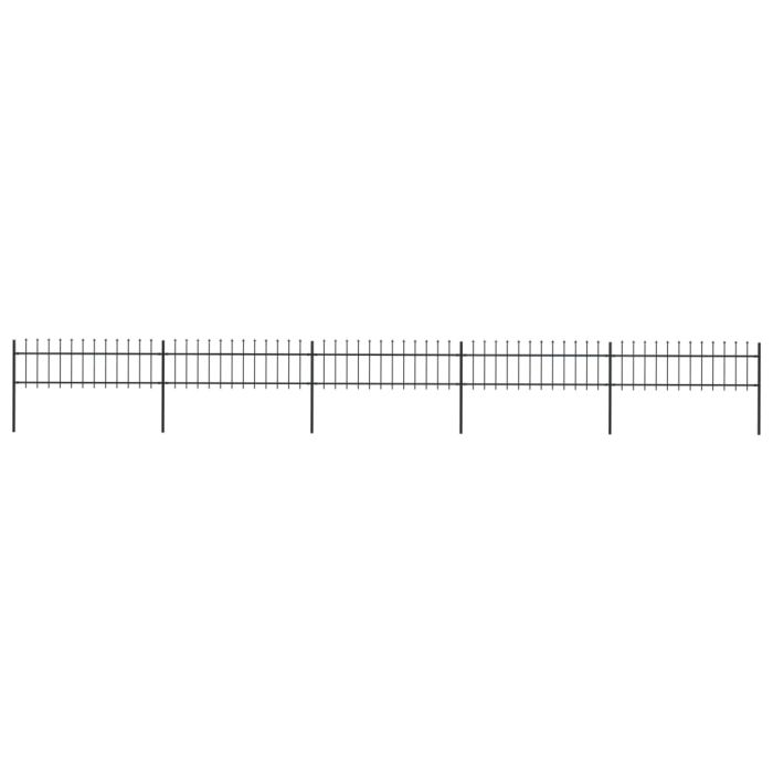 Garden Fence with Spear Top Steel 8.5x0.6 m Black