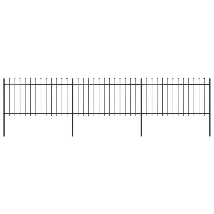 Garden Fence with Spear Top Steel 5.1x1 m Black