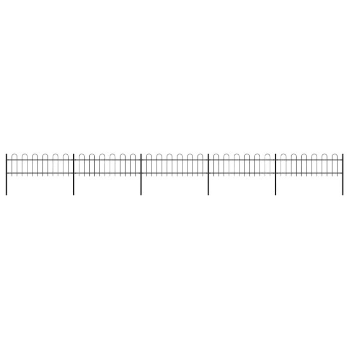 Garden Fence with Hoop Top Steel 8.5x0.6 m Black