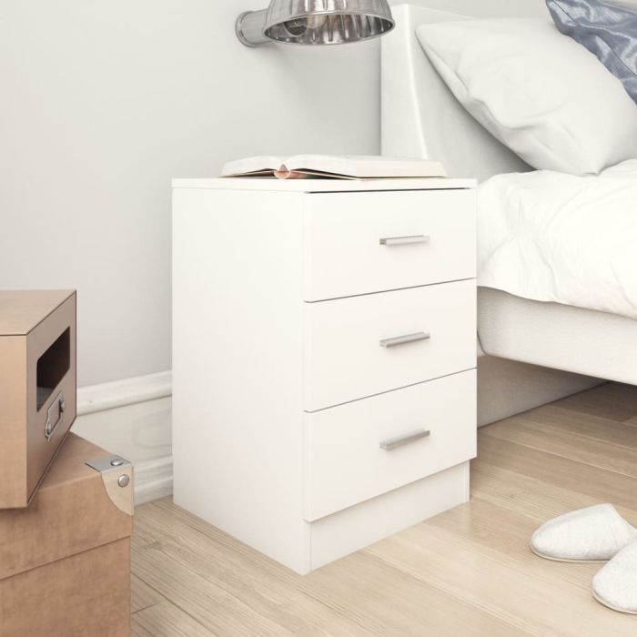 Bedside Cabinet White 38x35x56cm Engineered Wood