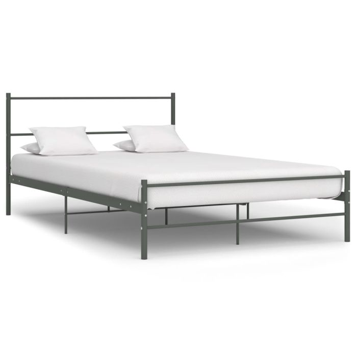 Bed Frame Grey Metal 160x200 cm