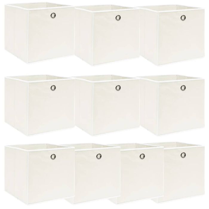 Storage Boxes 10 pcs White 32x32x32 cm Fabric