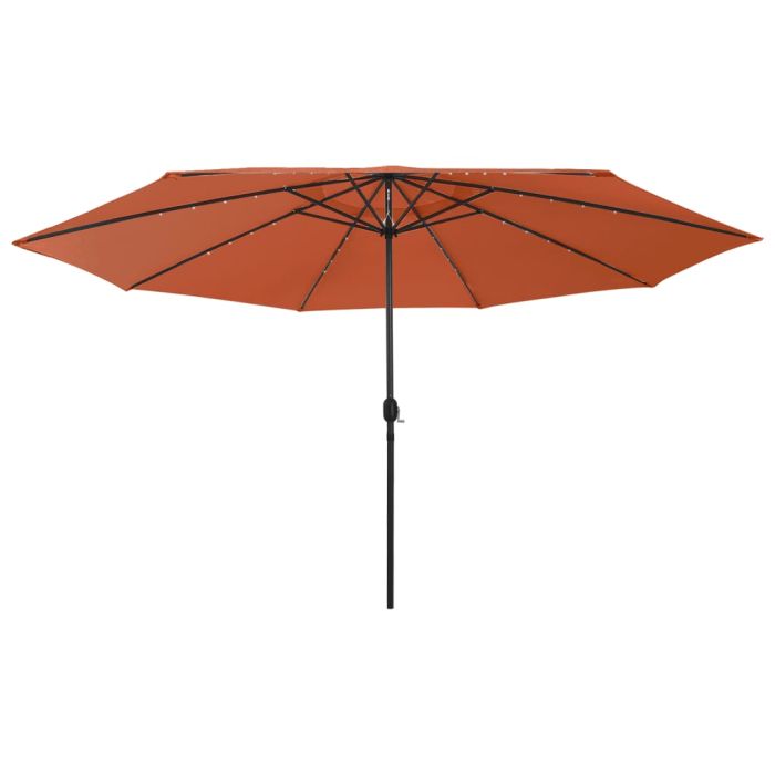 Outdoor Parasol with LED Lights and Metal Pole 400 cm Terracotta