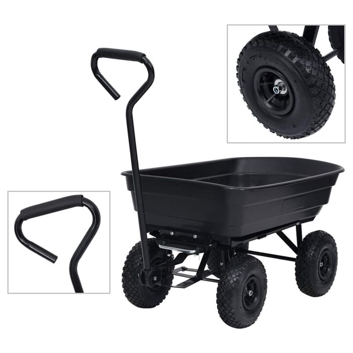 EVLGLEN Garden Tipping Hand Cart 300 kg 75L - Black