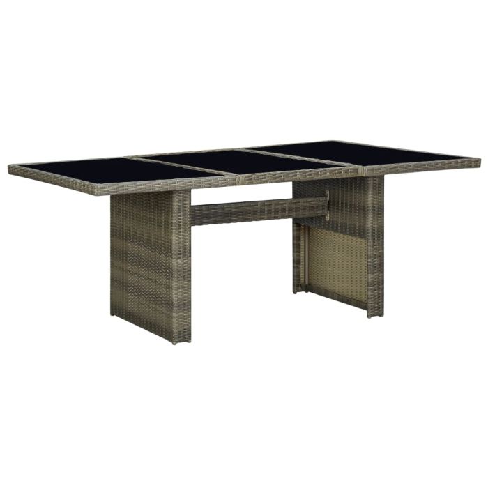 Garden Table Brown Poly Rattan and Tempered Glass