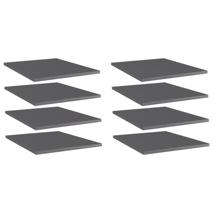 Bookshelf Boards 8 pcs High Gloss Grey 40x50x1.5 cm Engineered Wood