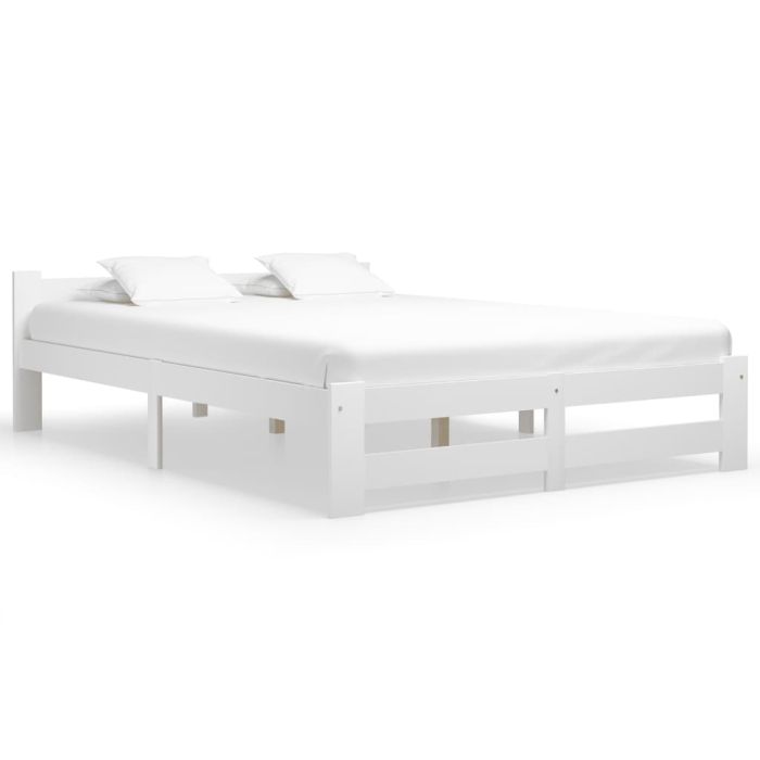 Bed Frame White Solid Pine Wood 120x200 cm