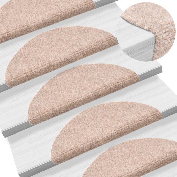 Self-adhesive Stair Mats 5 Pcs Brown 54x16x4cm Needle Punch