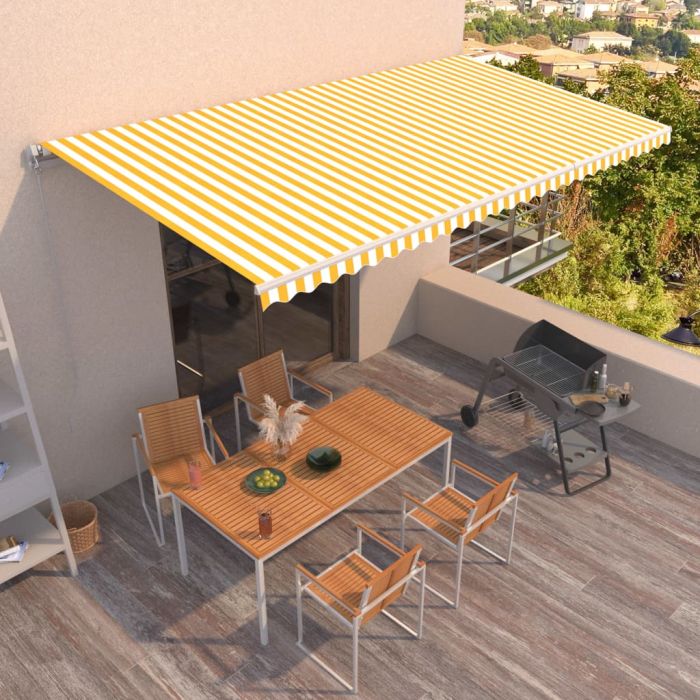 Manual Retractable Awning 600x350cm Yellow and White