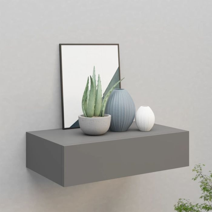 Wall-mounted Drawer Shelf Grey 40x23.5x10cm MDF