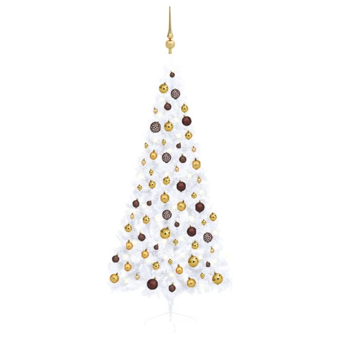 Fluer Half Pre-lit Tree White 180cm with Ball Set