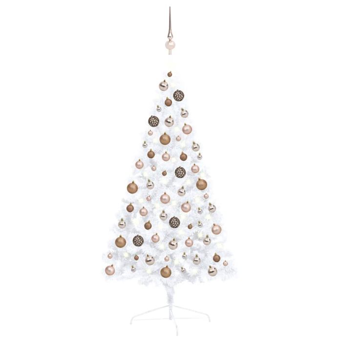GLIMMO Artificial Half Pre-lit Christmas Tree with Ball Set White 120 cm