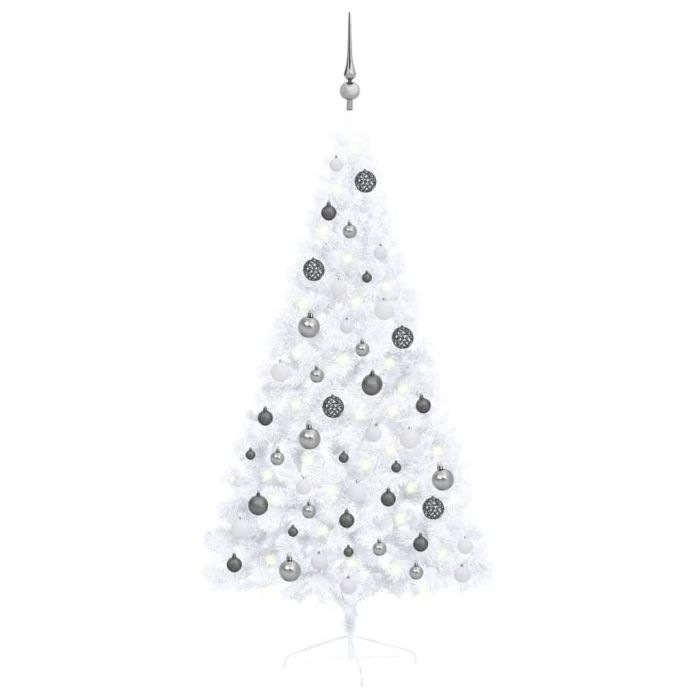 Fluer Half Pre-lit Tree White 150cm Ball Set