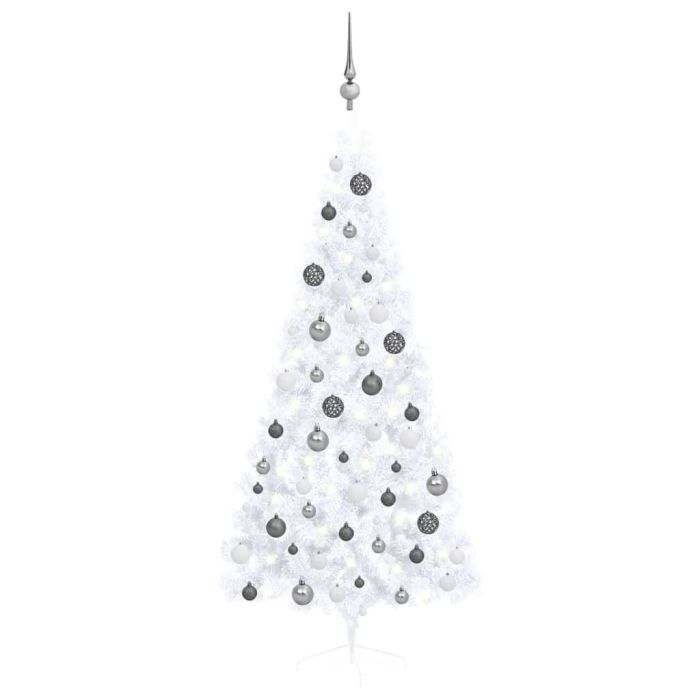 Fluer White Half Pre-lit Tree 180cm Ball Set