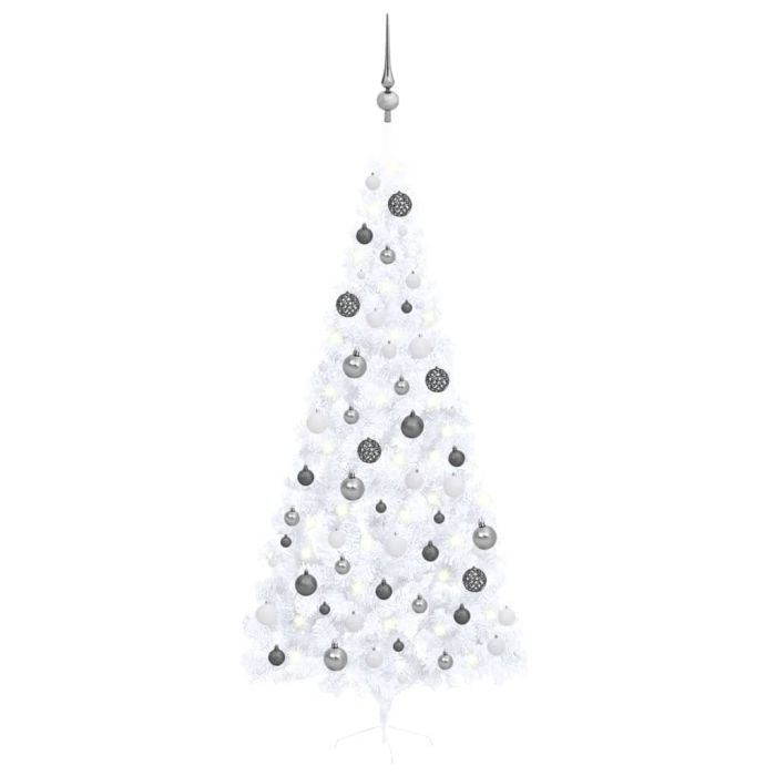 Fluer White Half Pre-lit Tree 240cm Ball Set