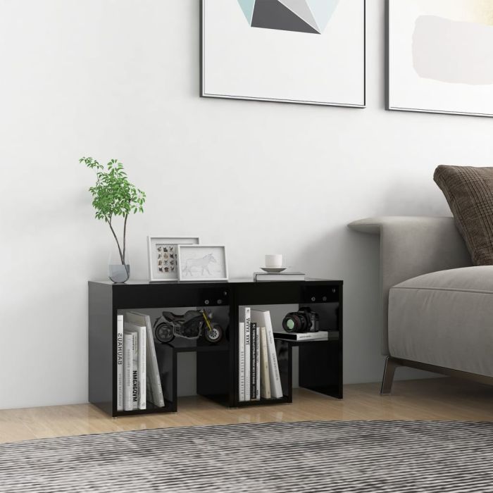 Bed Cabinets 2 pcs Black 40x30x40cm Engineered Wood