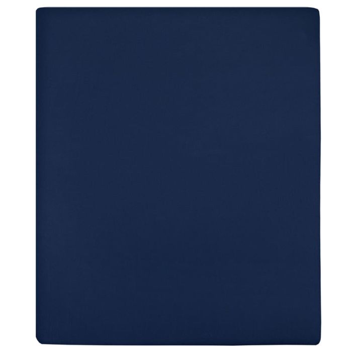 Jersey Fitted Sheets 2 Pcs Navy Blue 90x200cm Cotton