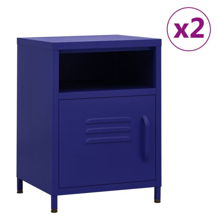 Nightstands 2 pcs Navy Blue 35x35x51cm Steel - Geile