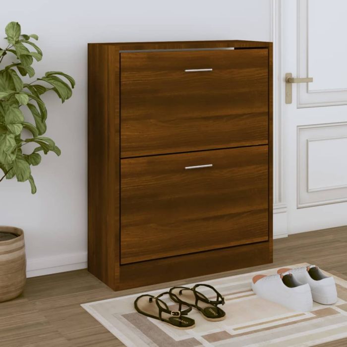 Shoe Cabinet Brown Oak 63x24x81cm Engineered Wood