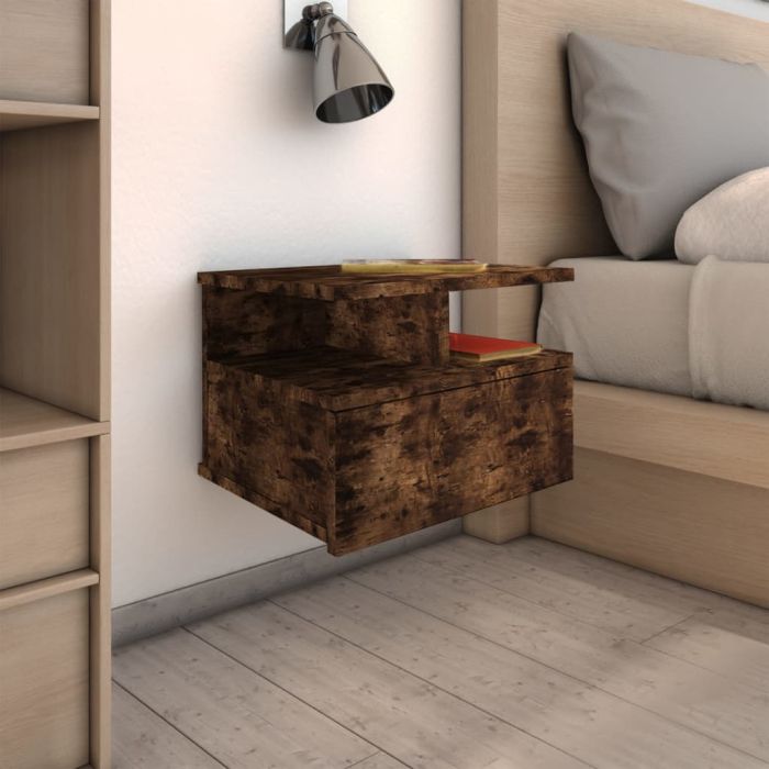 Floating Nightstand Smoked Oak 40x31x27cm Engineered Wood