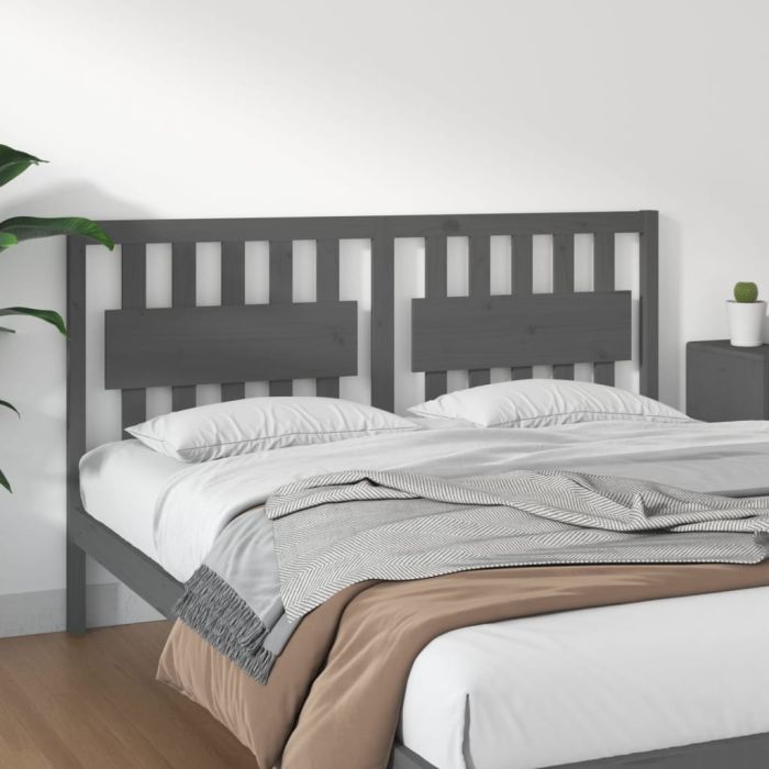 Bed Headboard Grey 155.5x4x100cm Solid Wood Pine