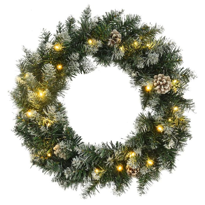 Chena Christmas Wreath with LED Lights Green 45cm PVC