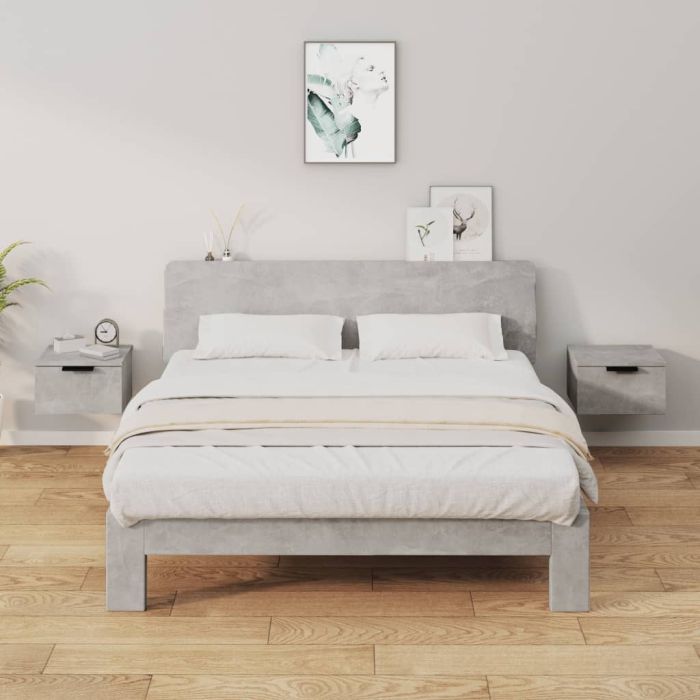 Wall Mounted Bedside Cabinets 2 pcs Concrete Grey 34x30x20cm