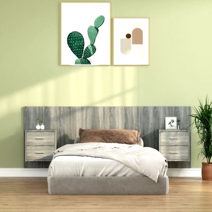 Bed Headboard with Cabinets Grey Sonoma Engineered Wood