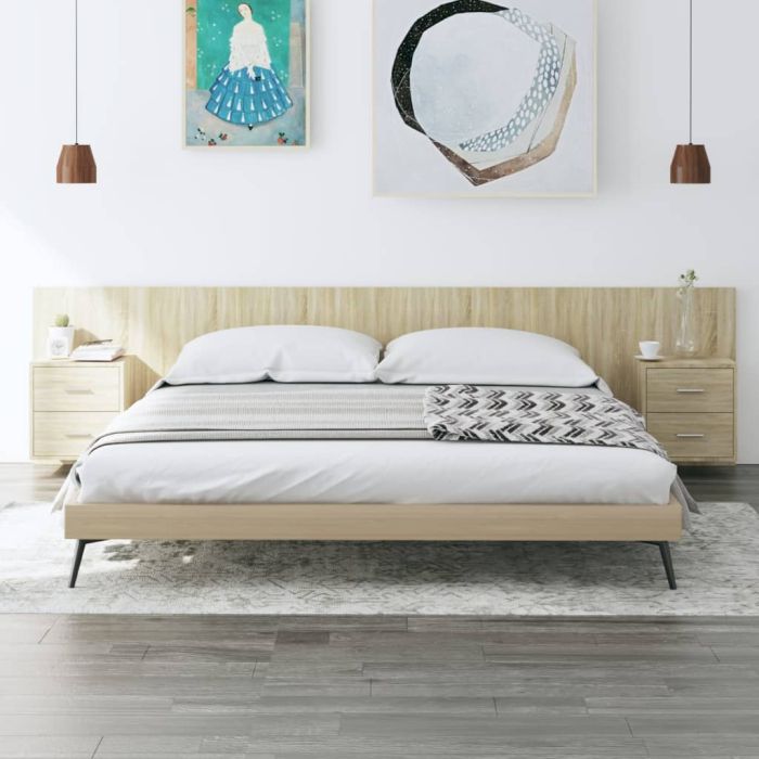 Bed Headboard with Cabinets Sonoma Oak Engineered Wood