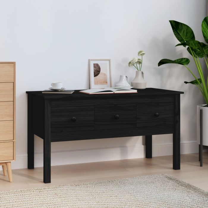 Coffee Table Black 102x49x55 cm Solid Wood Pine