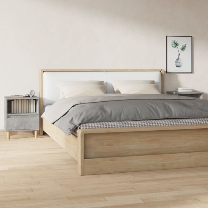 Bedside Table - RALEIGH Moe 2 Piece Nightstand Concrete Grey 40cm