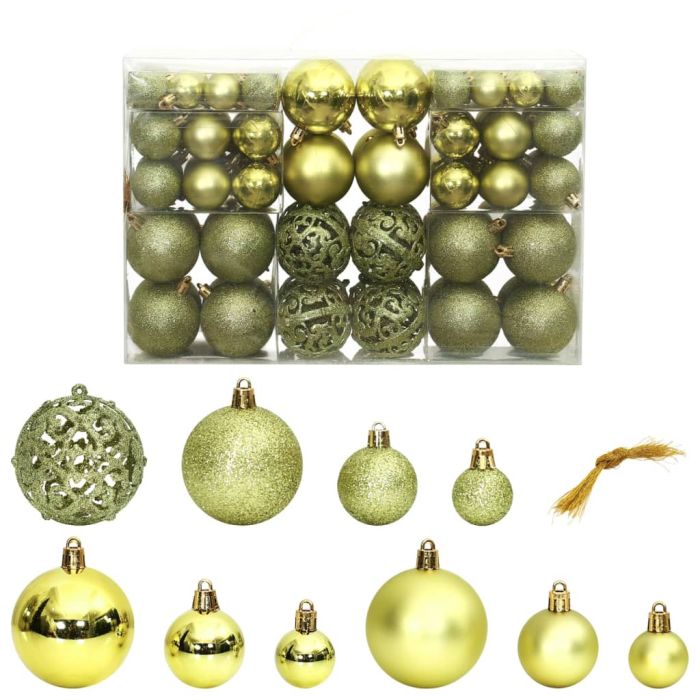 Chena Fluer Christmas Baubles 100 pcs Light Green 3 4 6cm