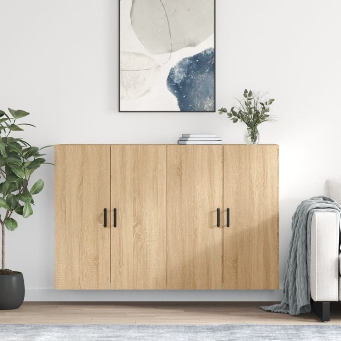 Wall Mounted Cabinets 2 Pieces Sonoma Oak 69.5x34x90 cm