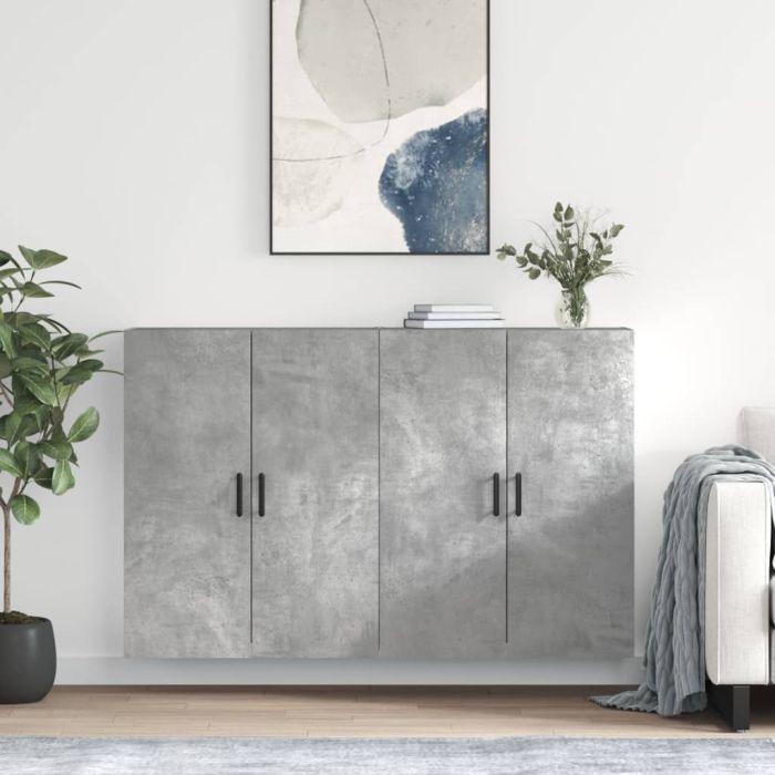 Wall Mounted Cabinets 2 Pieces Concrete Grey 69.5x34x90 cm