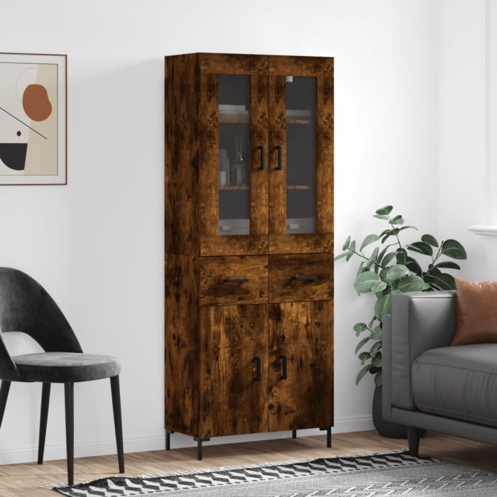Highboard Smoked Oak 69.5x34x180 cm Engineered Wood