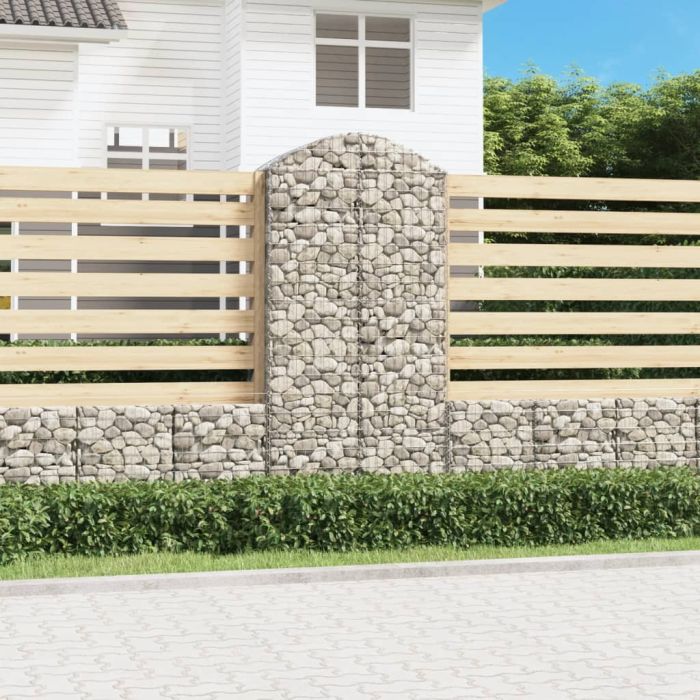 Arched Gabion Basket 100x50x200/220 cm Galvanised Iron