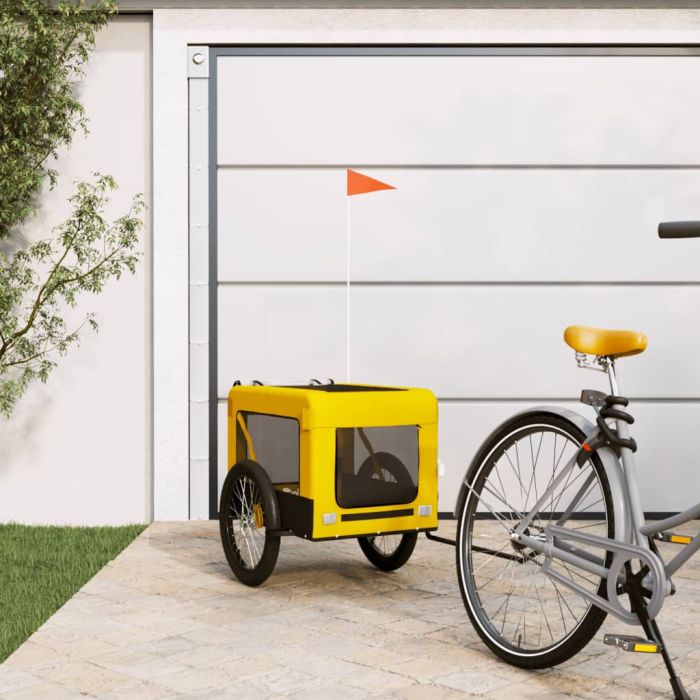 Dog Bike Trailer Yellow and Black Oxford Fabric and Iron