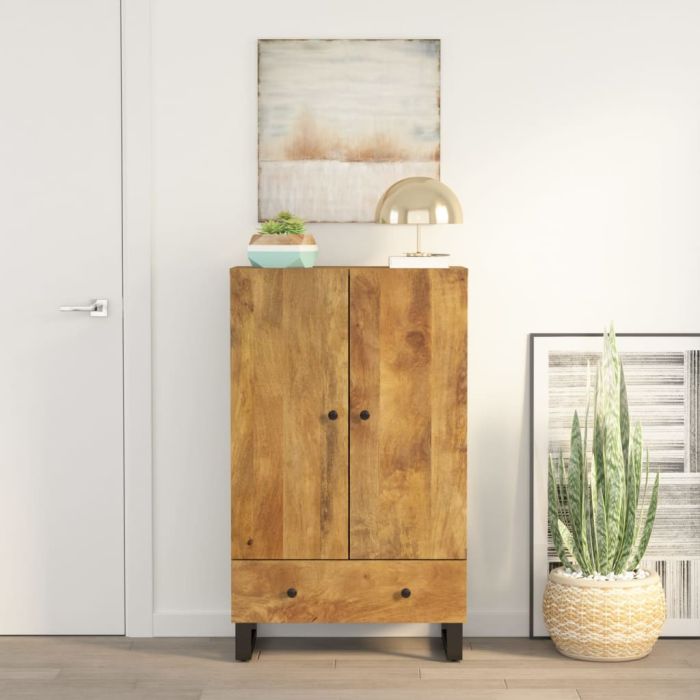 Highboard with Drawer 60x33x100 cm Solid Wood Mango&Iron