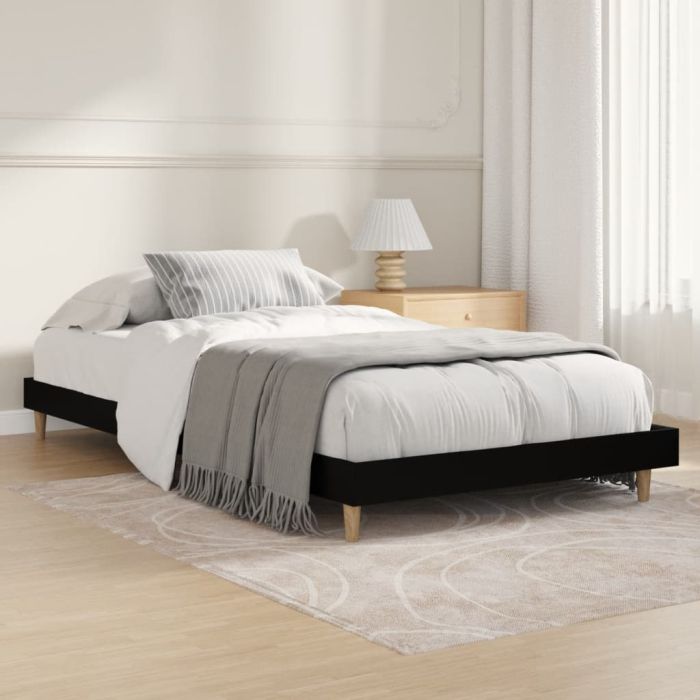 Bed Frame Black 100x200 cm Engineered Wood
