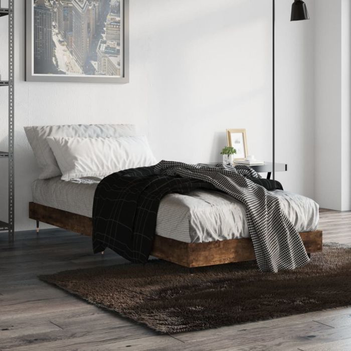 Bed Frame Smoked Oak 75x190 cm 2FT6 Small Single Engineered Wood